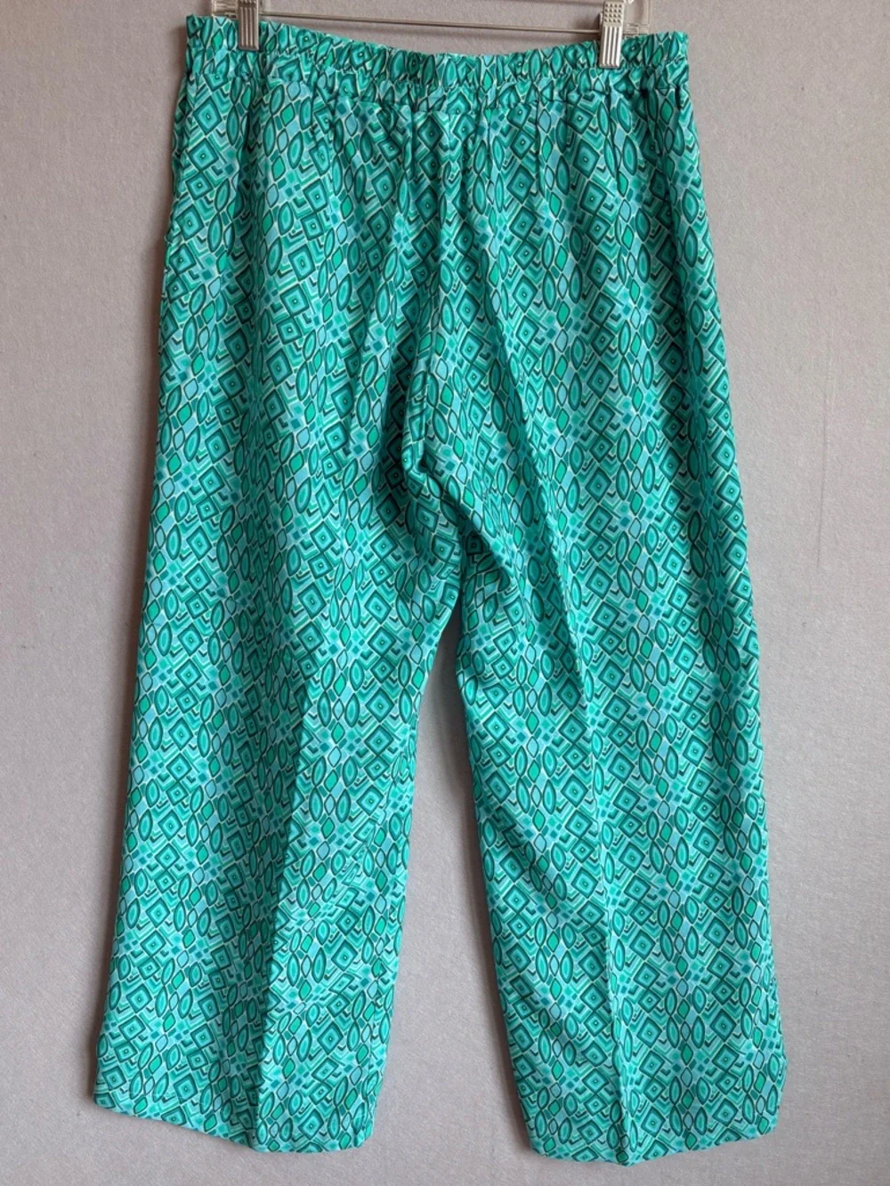 Helen Jon Seaside Pants - Costa Del Sol Teal/Turquoise Geometric Print szL Beach - Picture 5 of 6